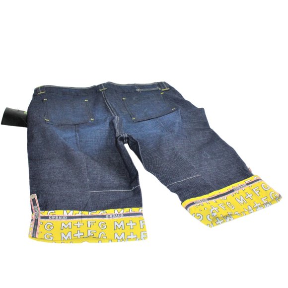 Marithe Francois Girbaud Yellow Logo Blue Denim  Bermuda Short, Size 34/… - Picture 9 of 12